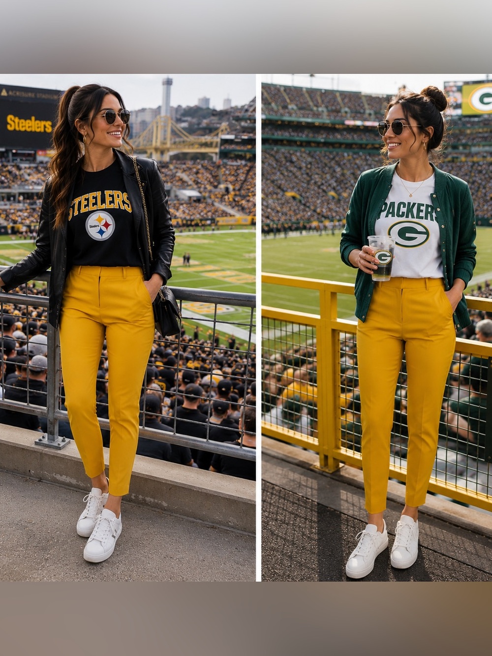 Game Day Gold Mustard Yellow Ankle Pants Size 2 Steelers Packers Tailgate Style